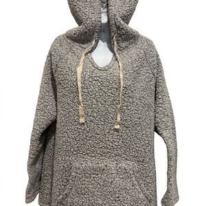 DYLAN LOS ANGELES Women’s Sherpa Gray Faux Fur Hoodie Pullover Size Medium